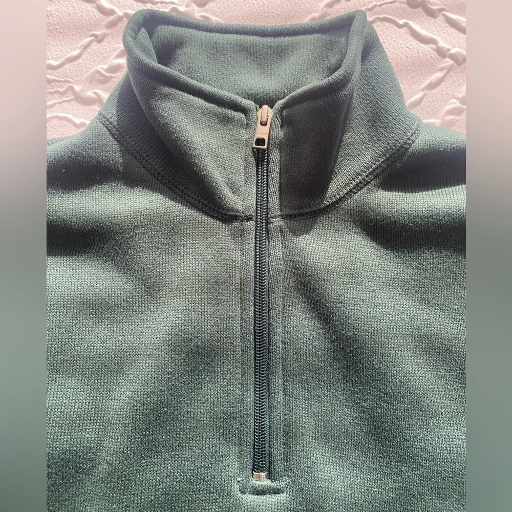 J. Crew - Quarter Zip Fleece Lined Pullover Sweater in Forest Green - Size M